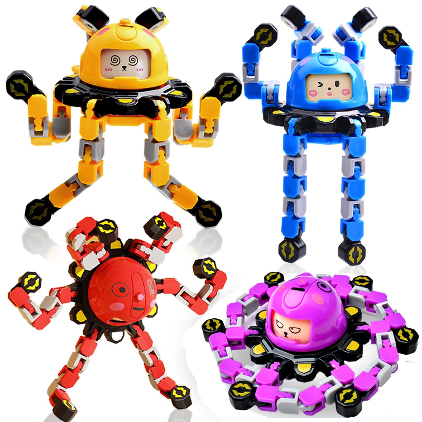 Goorder 4Pcs Transformable Fidget Toys for Kids and Adults Stress Relief, Autism ADHD Stocking Stuffers Bulk Gifts Fidget Toy for Boys Girls Teens Adults Party Favors Travel Activities