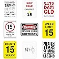 WERNNSAI 15th Birthday Party Decorations - 9PCS Wall Signs Funny Tags for Teenagers 15 Year Old Party Decor Yellow Caution Logos on Door Windows Yard Garden Banner Party Supplies Picture Props