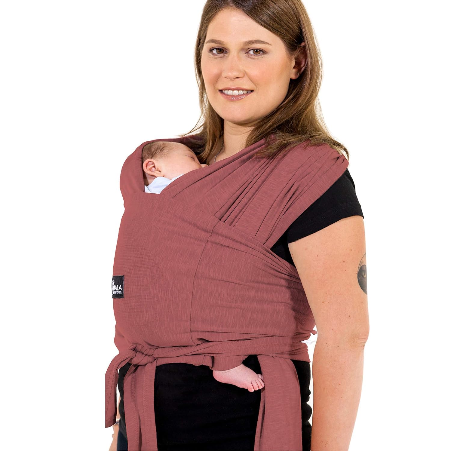 Koala Babycare Baby Sling Easy to Wear - Certified Ergonomic Support - Multi-Purpose Stretchy Baby Carrier Suitable up to 9 kg - Baby Wrap Carrier for Newborn - Bordeaux - Registered Design