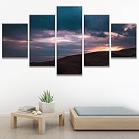 SIGNWIN 5 Panel Canvas Wall Art Sunset in The Mountains for Home Decorations Ready to Hang - 60