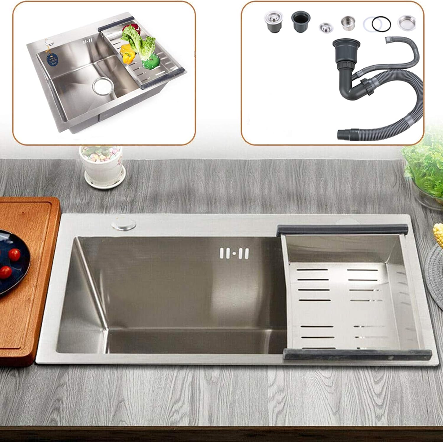 Spülbecken mit Abtropffläche küchenspüle spüle edelstahl Einbauspüle