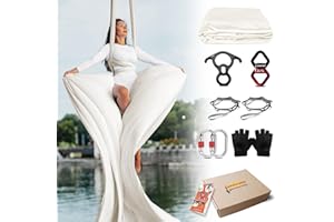 LUCEINVITA Aerial Silks for Home and Outdoor, Premium 11 Yards Flying Yoga Hammock with Hardware - Deluxe Gift for Yoga Starter