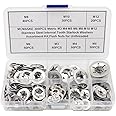 MCMASKE 300PCS Metric M3 M4 M5 M6 M8 M10 M12 Stainless Steel Internal Tooth Starlock Washers Assortment Kit;External Push Rings; Push On Washers;Push Nuts for Unthreaded Shafts