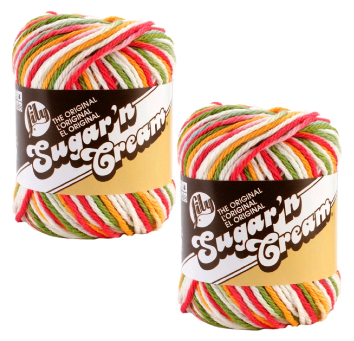Lily Sugar 'n Cream 100% Cotton Limited Edition Yarn ~ 2-Pack (Mango Madness #2626)