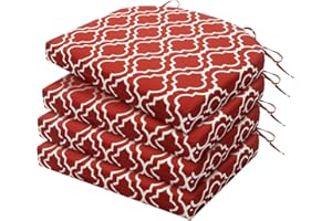 HARBOREST Outdoor Chair Cushions Set of 4, Water Resistant Patio Chair Cushions with Ties, Outdoor Seat Cushions for Patio Furniture, 17"x16"x2", Wine Red Geometry