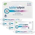 WaterWipes Adult Care Wipes, Extra-large 99.9% Water Based Wipes, Unscented & Hypoallergenic for Sensitive Skin, 180 Count (6 Packs)