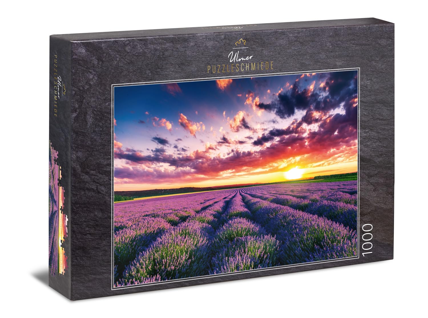 Ulmer Puzzleschmiede - Puzzle "Lavender" - 1000 pieces jigsaw puzzle - wide lavender fields at sunset in Provence, France