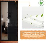 ELEGANT Soft Close 2 Door Wardrobe with Mirrored High Gloss Black Walnut view 7