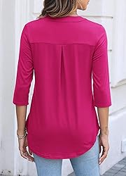 Halife Womens Tops 3/4 Length Sleeves V Neck