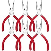 Needle Nose Pliers 5" Long Nose Pliers Set with Side Cutter and Spring for Cutting Wire Craft Jewelry Making(6 Packs)