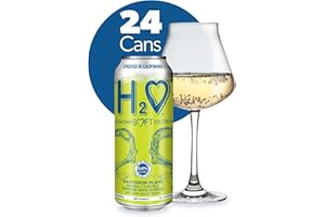 H2❤ H2o (Excellent Acidity) W24– The Only NA with Science Research | California White Non Alcoholic Wine Infused Refreshment, 0.0% Alcohol, (Larger 1.5x size Sauvignon Blanc, Pack of 24-12 Fl oz)