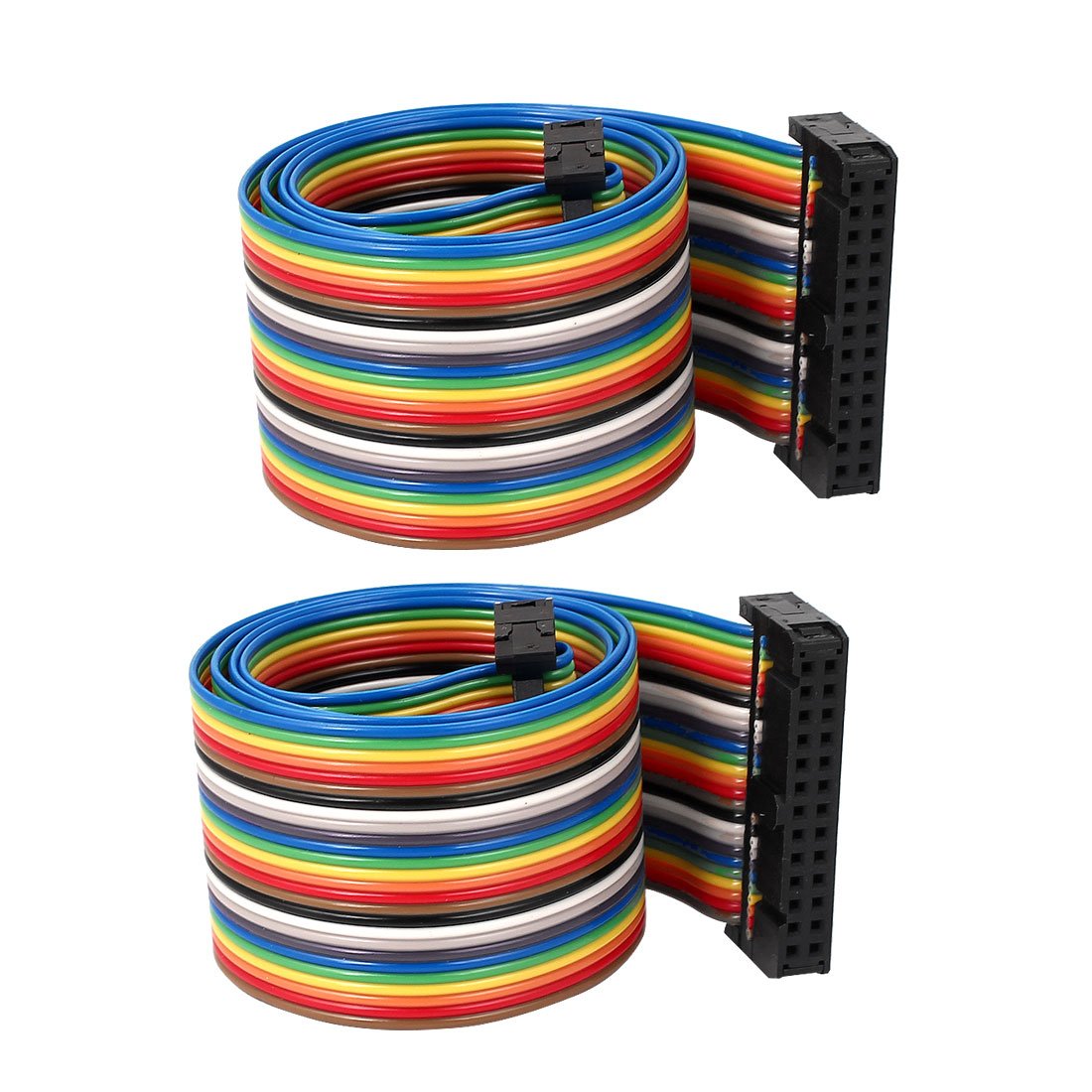 sourcing map 50cm 26 Pin 26 Way F/F Connector IDC Flat Rainbow Ribbon Cable 2pcs