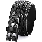 JASGOOD Western Leather Belt Strap for Men without Buckle Engraved Embossed Cowboy Leather Belt Strap 1.5 inch Wide
