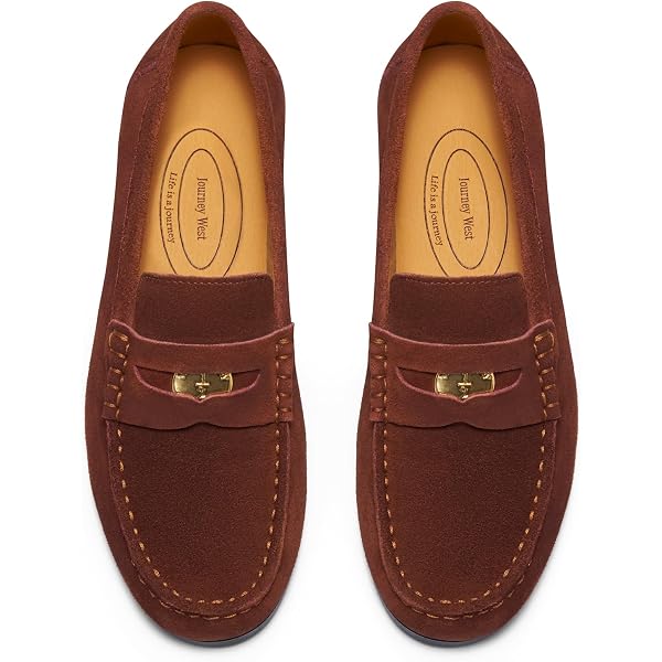 Journey West Suede Slip-on Penny Loafers Shoes for Men Brown US 8 Amazon.com | Journey West Men main image 3