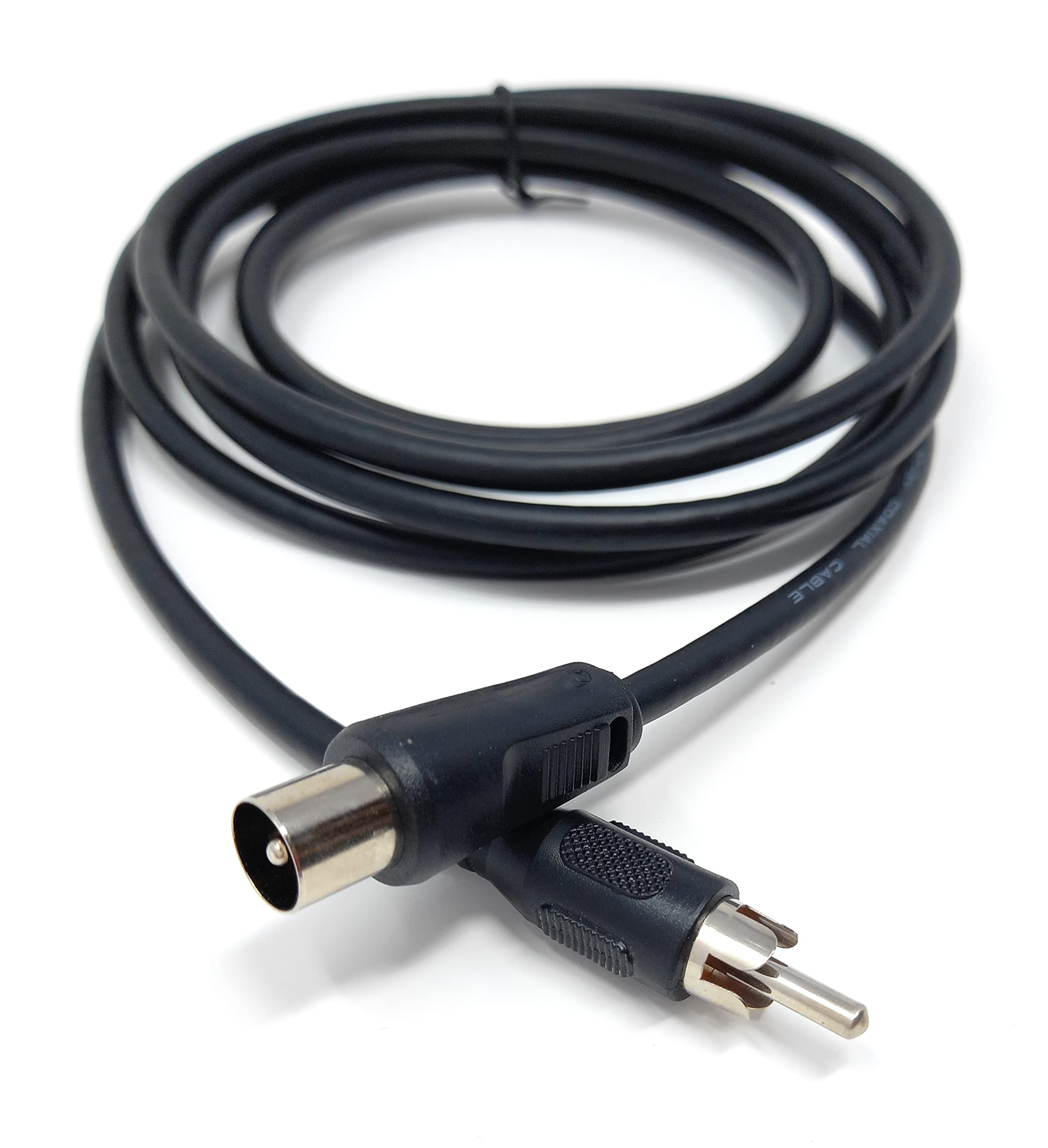 DRUT 2m TV Plug to Phono (RCA) Plug Coaxial AV Lead Audio Video Cable 6.5ft