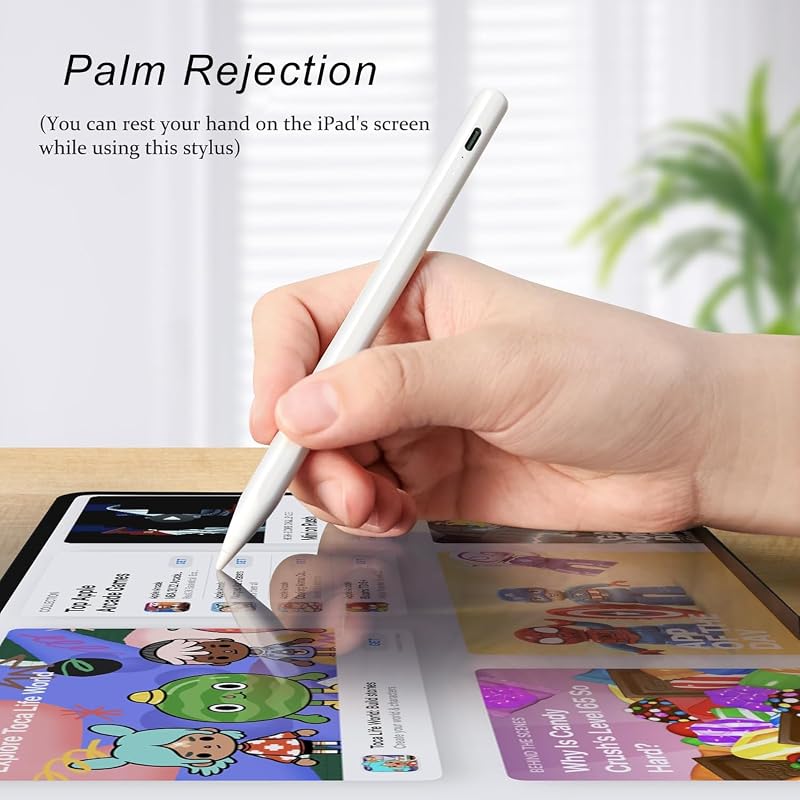 Lápis para Apple iPad 2018-2025, 10 minutos de lápis de carregamento rápido com rejeito de palma, Caneta para iPad 6º-11º, Air 3º-5º/13/11" M2-M3, Mini 5º/6º, Pro 11"/12,9" (3º-6º)/13" M4 — foto 5 de 7