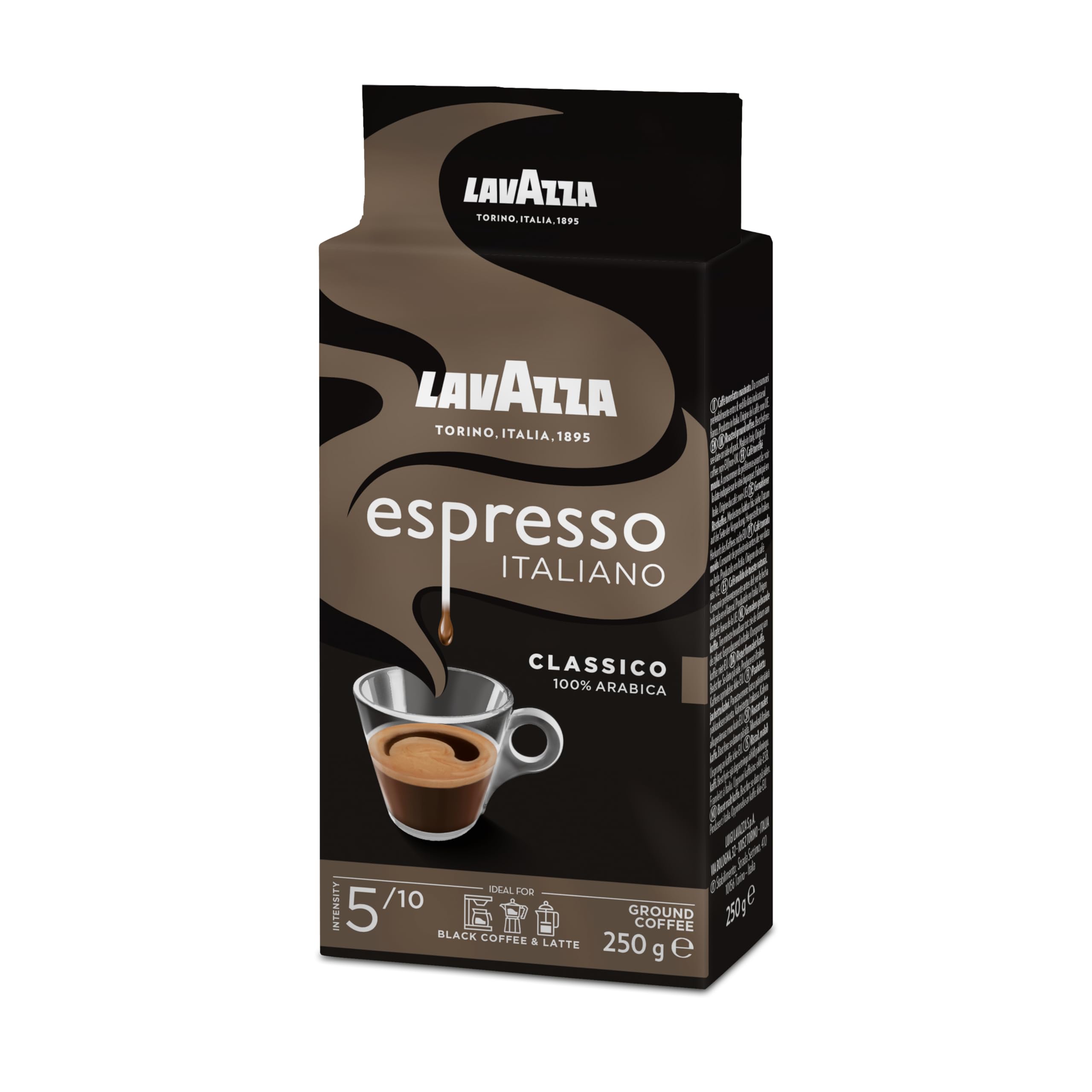 Lavazza, Espresso Italiano Classico, Gemahlener Kaffee, mit Blumigen und Fruchtigen Aromanoten, Ideal für Mokka-Kannen oder Filterkaffee, 100% Arabica, Intensität 5, Mittlere Röstung, 250 g Packung 2