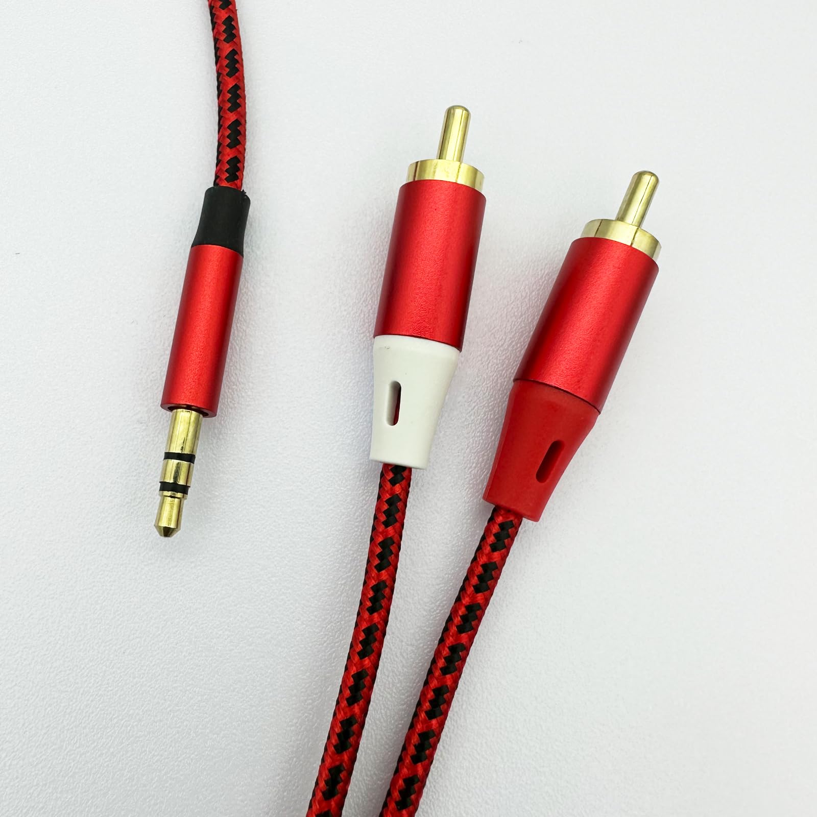 Froggen Red RCA to 3.5mm Audio Cable, 3.5mm to 2 Male RCA Adapter Cable Stereo Y Splitter Audio Aux Cable Compatible with DJ Controller Speaker Turntable TV Car Stereo Hi-Fi Amplifier