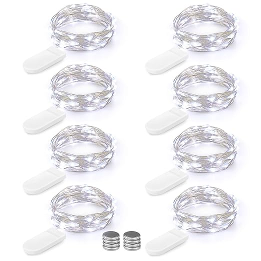 LED Lichterkette Batterie 8er 2M 20 LED Innen Micro Silber Batteriebetriebene Lichterkette für Weihnachten, Hochzeit, Party, 