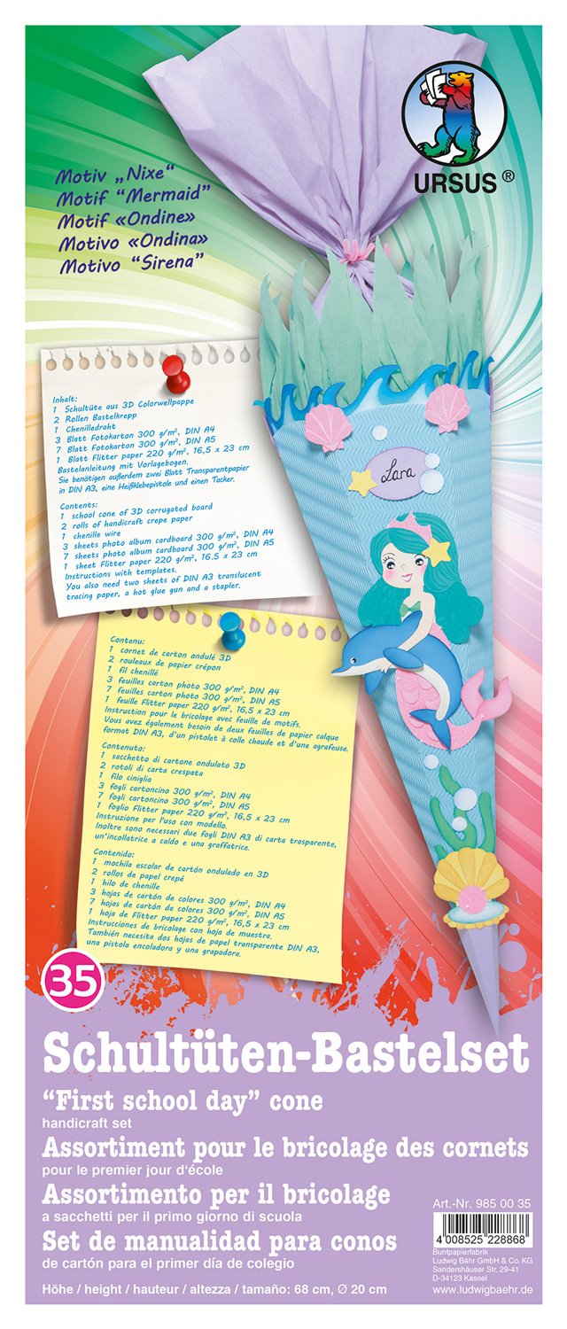 Ursus 9850035 Cone Craft Set, Mermaid, Hexagonal, 68 cm