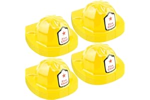 Cotiny 24 Pack Kids Firefighter Helmet Novelty Cosplay Hats for Kids Firefighter Party Halloween Costume Accessories