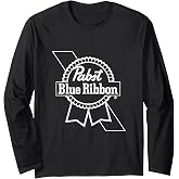 Pabst Blue Ribbon White Logo Long Sleeve T-Shirt