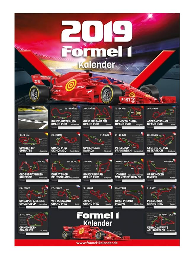Formel 1 Kalender 2019 [Formel Eins] Circuit Wall A1 Poster Single 