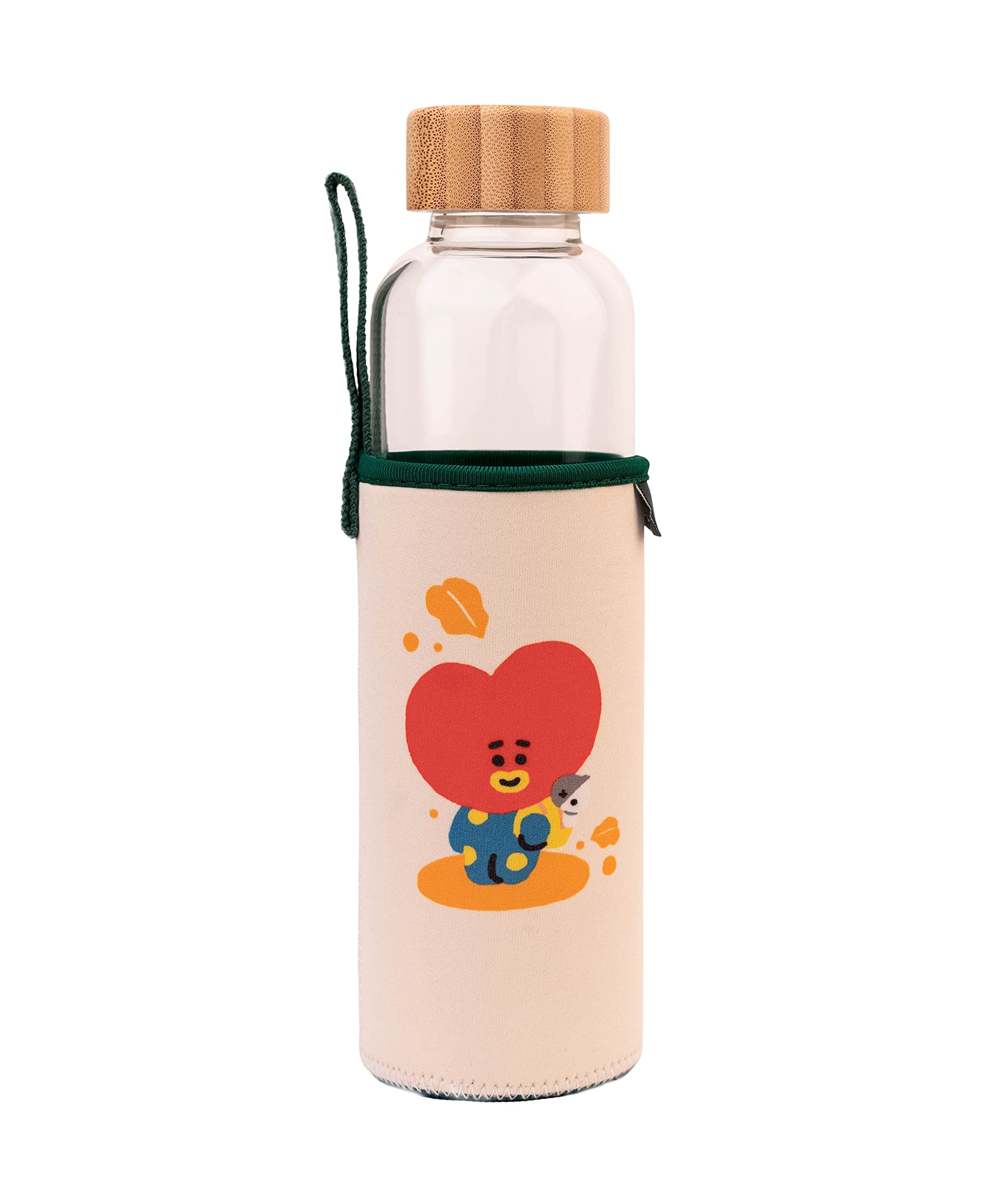 Grupo Erik Glass Water Bottle - Tata BT21 Merch | 17oz - 500ml Water Bottle Hot and Cold, Gym, Travel Bottles | Kawaii Gifts Under 15 Pounds, Kawaii Stuff