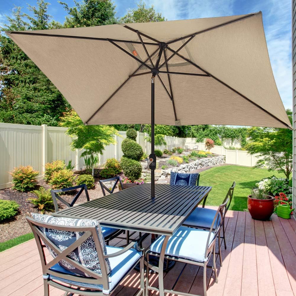Eliteshade Sunbrella 10x6 5 Ft Rectangular Market Umbrella Patio Outdoor Table Umbrella With Ventilation And 5
