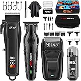HIENA Professional Hair Clipper Set for Men, Cordless Clippers Set and Trimmer Kit, USB Rechargeable Electric Beard, Nose Hair Trimmer, Foil Shaver & Men's Facial Grooming Tool Kit, Gifts for Men