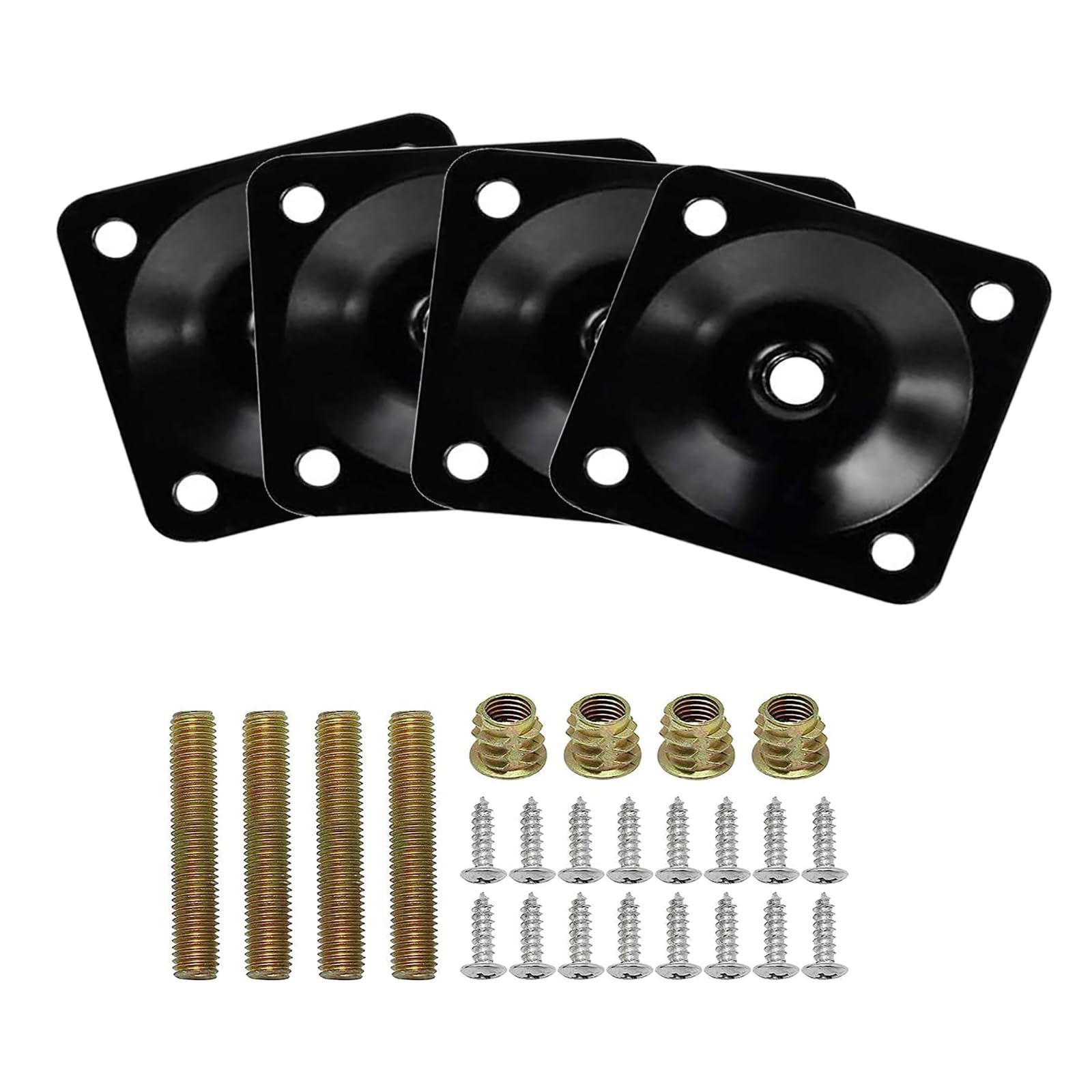 Bohaner 4pcs Angled Legs Fixing Mounting Plate 10° Bracket Furniture Table Feet Set(Black 10°)