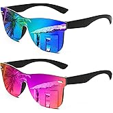 FEISEDY Trendy Rimless Mirrored One Piece Lens Sunglasses Reflective Sun Glasses B4114