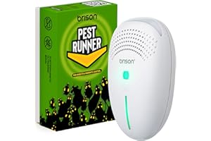 BRISON [1-Pack] Ultrasonic Pest Repeller Plug-in Control Electronic Insect Repellent Gets Rid Mosquito Bed Bugs Roach Spiders Fleas Mice Ants Fruit Fly