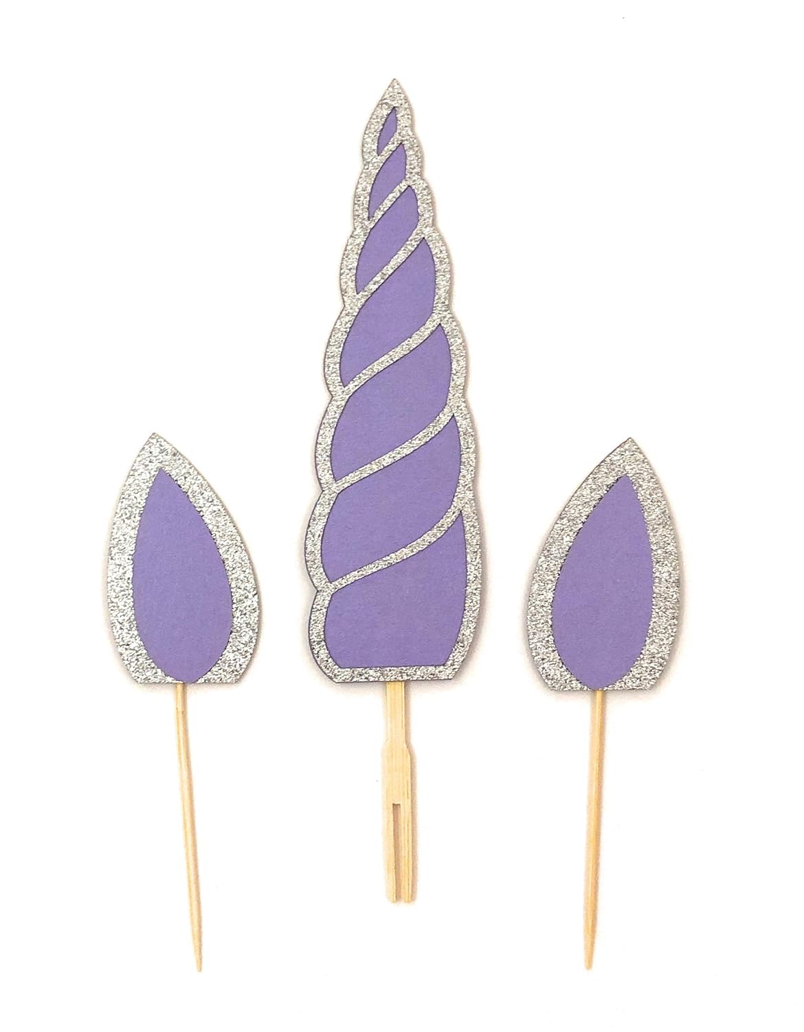 amazoncom unicorn cake topper with horn and ears in purple and silver