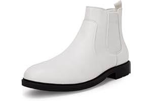 COUTGO Men's Ankle Boots Chelsea Round Toe Slip on Waterproof Faux Leather Classic Dress Booties for Men