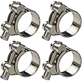 AKIHISA 304 Stainless Steel T-Bolt Hose Clamps 0.67"-0.75" (17-19mm),4 Pack | Heavy Duty Adjustable Hose Clamp for Automotive, Plumbing, Industrial Pipes, Turbo Tubes, Intercooler, Radiator