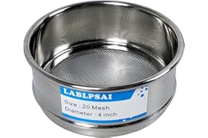 LABLPSAI 20 Mesh Lab Sieves 4" Diameter 304 Stainless Steel Wire Cloth Test Sieve for Industrial Laboratory Home