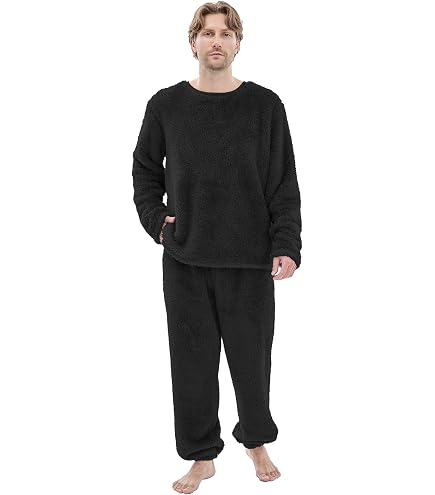 Lmdudan Men's Winter Sherpa Fuzzy One Piece Pajamas Hoodie Zipper