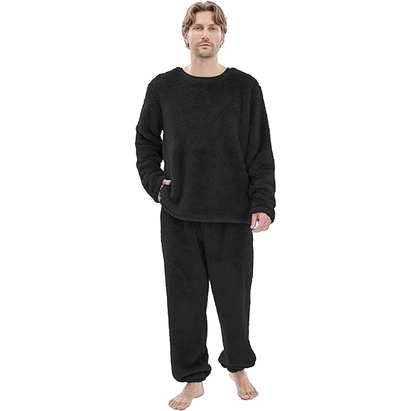 Amazon.com: Vulcanodon Mens Plush Warm Pajama Sets Soft Fluffy