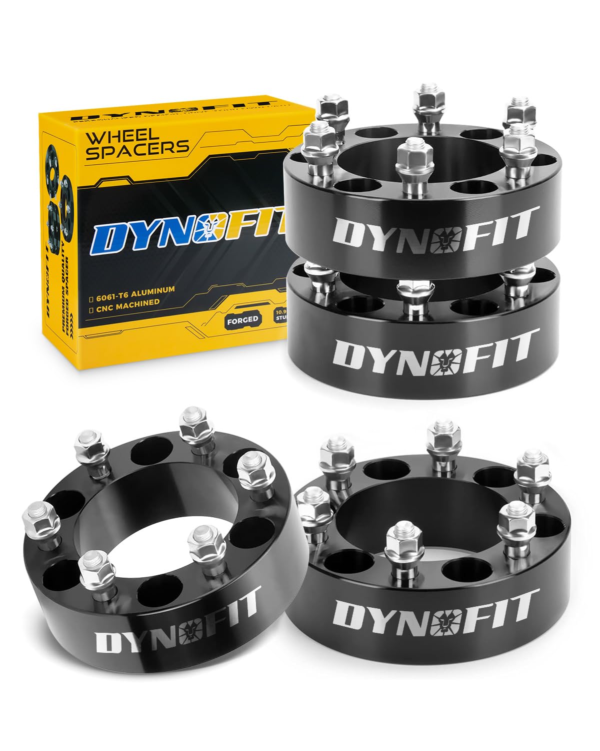 Photo 1 of dynofit 6x5.5 Wheel Spacers 2 Inch Compatible with Toyota Tacoma, 4Runner, FJ Cruiser | M12x1.5 Extended Lug Nuts, 108mm Hub Bore, 6x139.7 Forged Spacers for Tundra GX460 GX470 Sequoia Fortuner