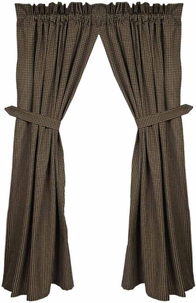 Home Collection by Raghu Newbury Gingham Black & Oat Panel, 72" x 63"