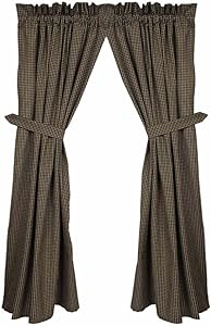 Home Collection by Raghu Newbury Gingham Black & Oat Panel, 72" x 63"