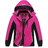 MoFiz Girls Ski Jacket Waterproof Fleece Lined Snowboard Jacket Warm Winter Snow Coats with Removable Hood