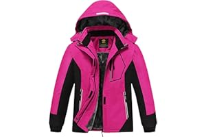 MoFiz Girls Ski Jacket Waterproof Fleece Lined Snowboard Jacket Warm Winter Snow Coats with Removable Hood