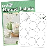 Koala Round Labels 2.5 Inch, Glossy White Printable Circle Stickers for Inkjet and Laser Printer, 300 Labels for Jars, Party Favor Decors, DIY Thank You Stickers