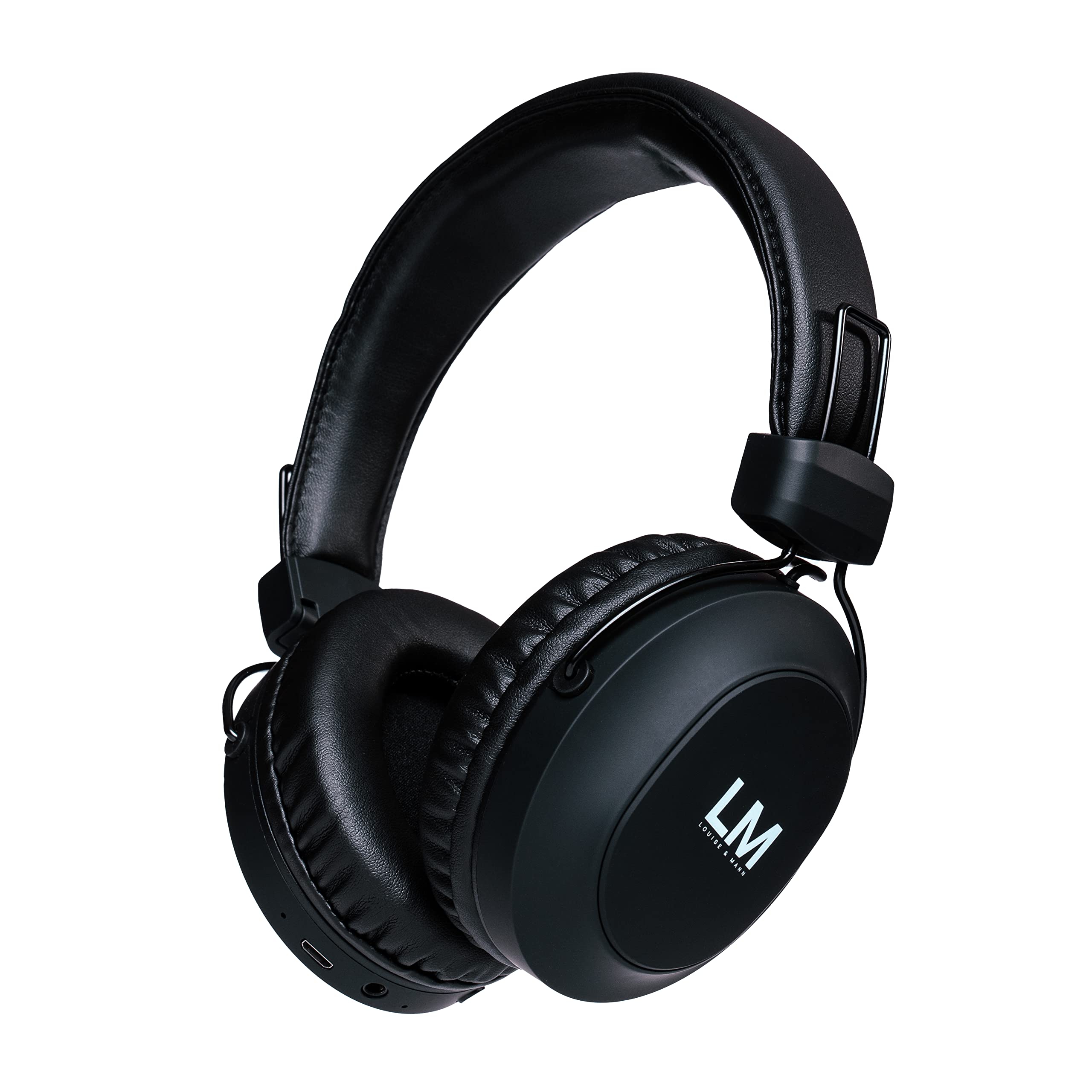 Louise & Mann 5 Bluetooth Headphones Over Ear, Wireless Headphones with Hi-Fi Stereo Deep Bass, Foldable, Soft Earmuffs, Built-in Mic and Wired mode for Phone/PC/TV (Black)