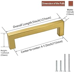 goldenwarm 50 Pack Brass Kitchen Cabinet Handles