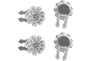 4 PCS Rhinestone Button Covers for Women Blouses, Decorative Crystal Embellishments, Detachable Clip on Button Covers for Dre