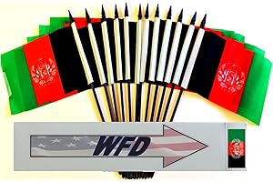 WORLD FLAGS DIRECT Pack of 12 4"x6" International Polyester Miniature Office Desk & Little Table Flags, 1 Dozen Country 4x6 Small Mini Hand Waving Stick Flags (Afghanistan Miniature Flags)
