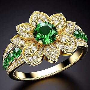 Floral Halo Cubic Zirconia Engagement Ring Luxury Bridal Jewelry for Women | Cocktail Party, Formal Dinner, Banquet, Gala, Ce